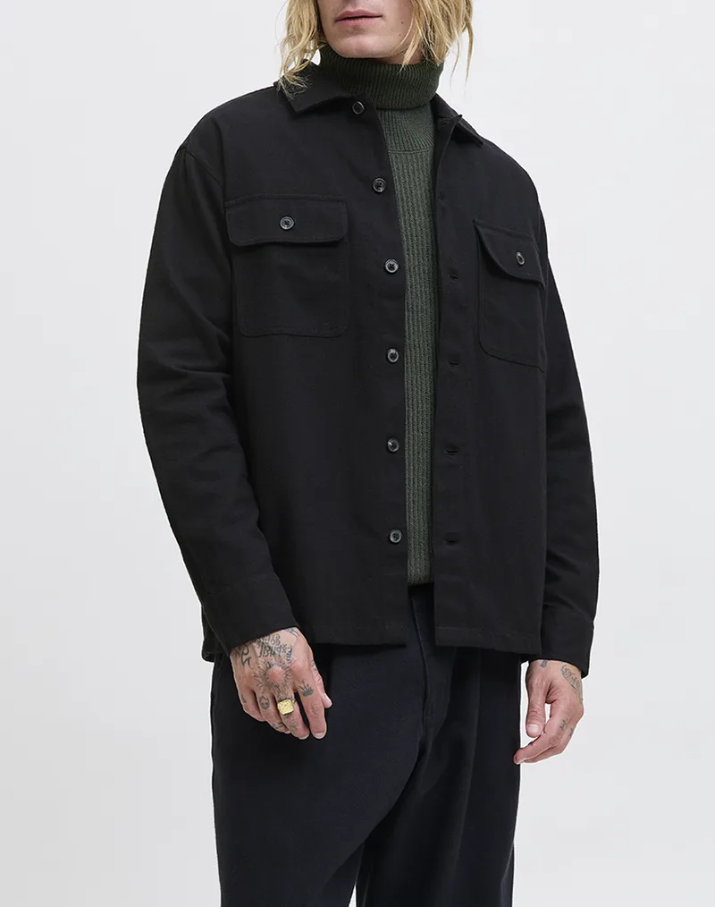 JACK&JONES JJECHARGE OVERSHIRT LS NOOS 12278969...-BLACK Black