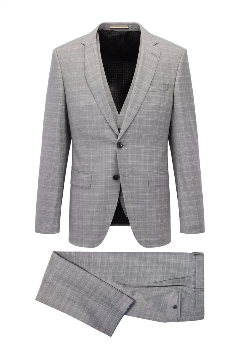 BOSS ΚΟΣΤΟΥΜΙ ΚΑΡΩ ΜΕ ΓΙΛΕΚΟ SLIM FIT H-HUGE-3PCS-222 ΓΚΡΙ