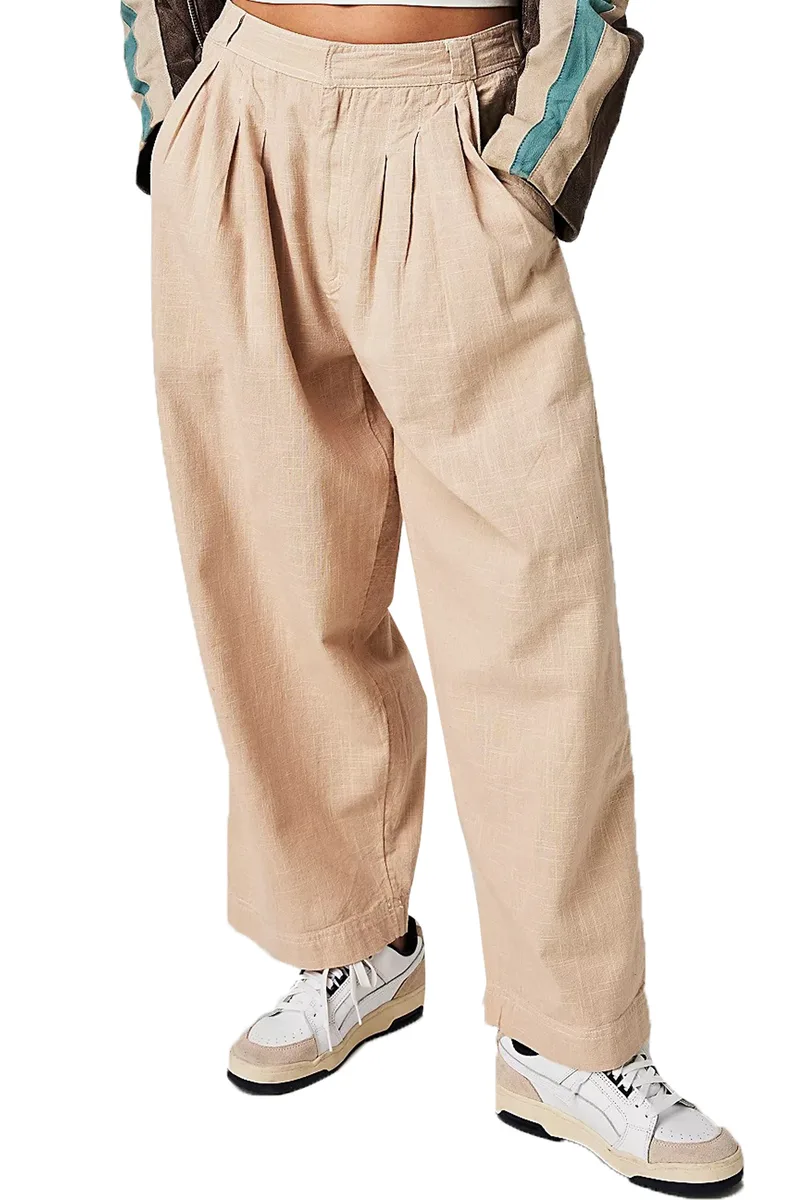 Παντελόνι Υφασμάτινο Free People Lotta Love Linen OB1626316-SAND Γυναικείο