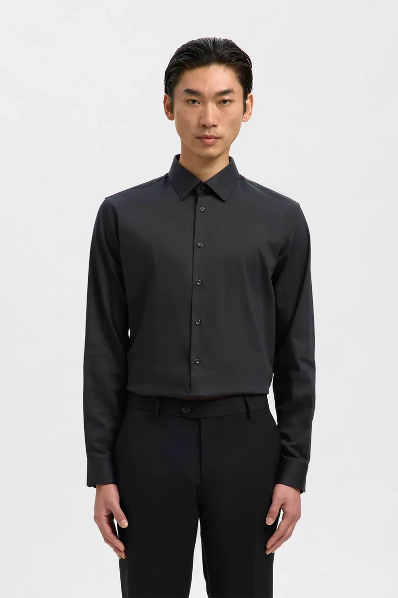 Selected ανδρικό πουκάμισο Slim Fit - 16092939 Μαύρο