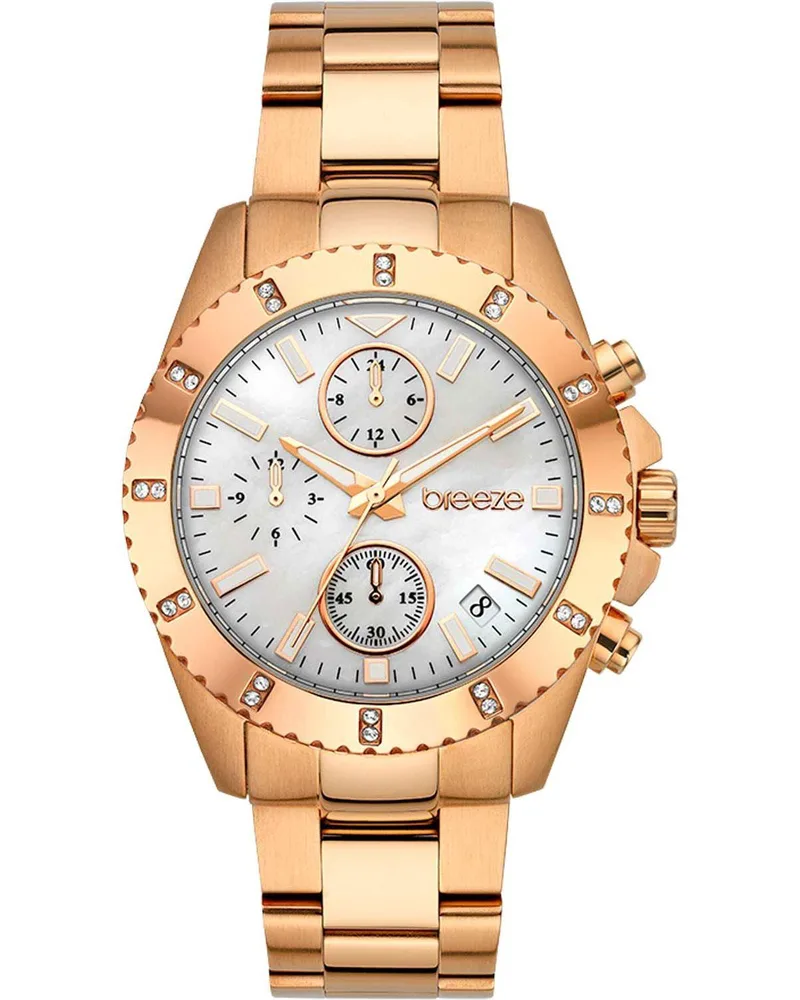BREEZE Obsession Crystals Chronograph - 212461.4, Rose Χρυσό case with Stainless Steel Bracelet