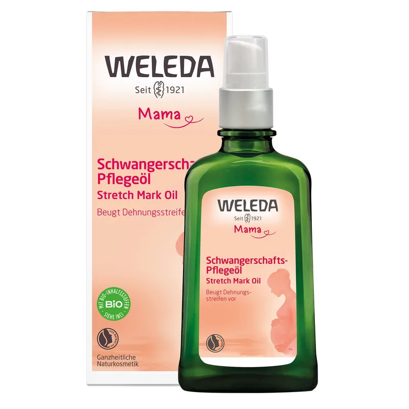 Weleda Mama Stretch Mark Massage Oil Λάδι για τις Ραγάδες Προλαμβάνει την Εμφάνιση Ραγάδων, Αφήνοντας το Δέρμα Απαλό & Ελαστικό 100ml