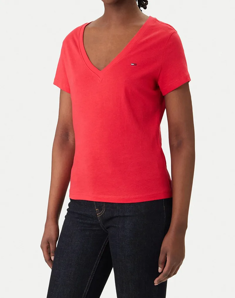 TOMMY JEANS TJW V-NECK TEE DW0DW20458-XK3 Red