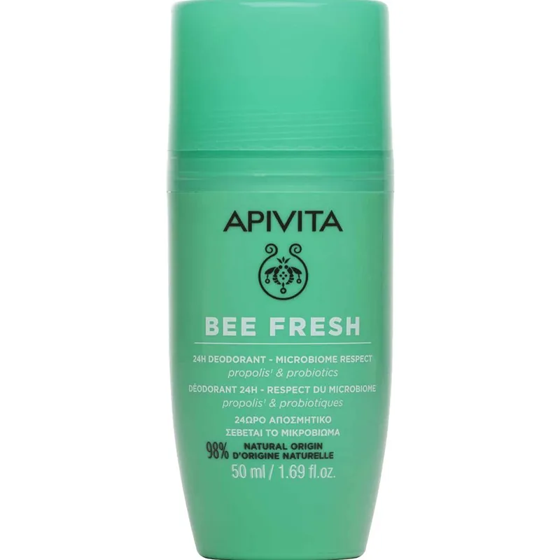 Apivita Bee Fresh 24h Deodorant Roll-on Αποσμητικό 24ωρης Δράσης με Σεβασμό στο Μικροβίωμα του Δέρματος 50ml