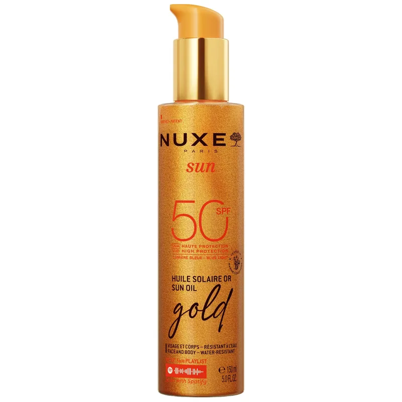 Nuxe Sun Oil Χρυσό Spf50 Ιριδίζον Αντηλιακό Λάδι Υψηλής Προστασίας για Πρόσωπο & Σώμα 150ml