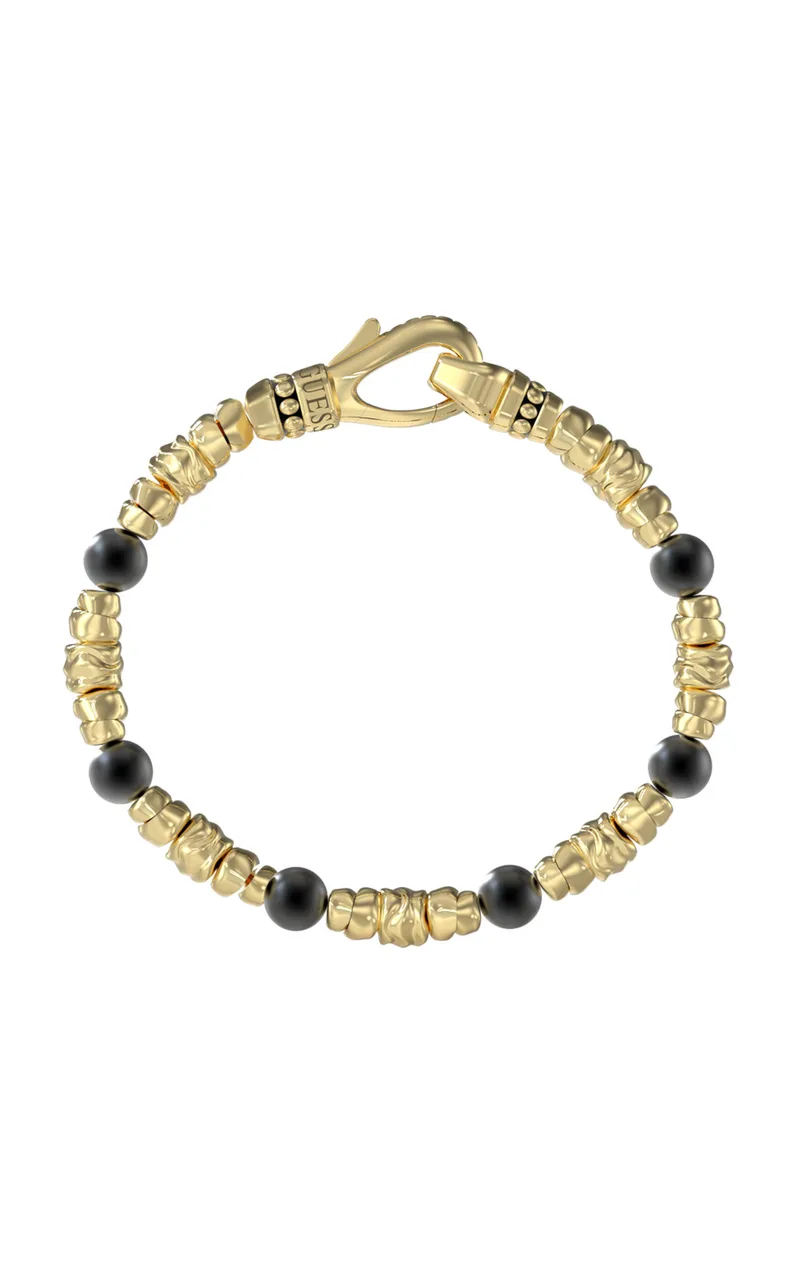 GUESS STEEL URBAN CODE JUMB06021JWYGBKL Βραχιόλι Χρυσό Με Μαύρες Χάντρες