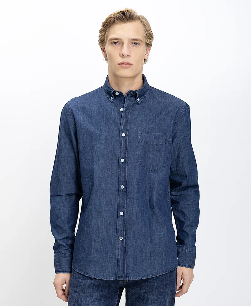 Ανδρικό Πουκάμισο Denim Regular Fit Βαμβακερό