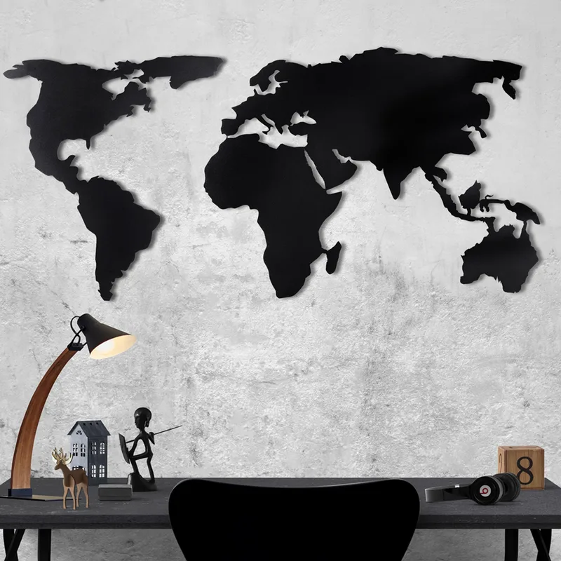 Μεταλλικό Διακοσμητικό Τοίχου World Map Silhouette 805Bsg1081 60x120 cm