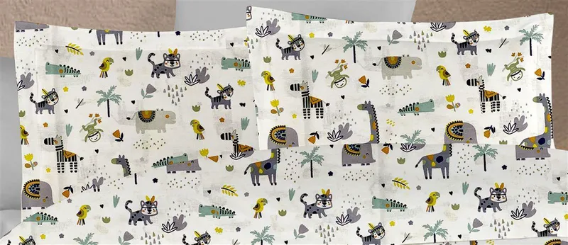 Μαξιλαροθήκη Βαμβακερή 50x70εκ. Zoo 557 White-Grey DimCol (Ύφασμα: Βαμβάκι 100%, Χρώμα: Λευκό) - DimCol - 32111647038