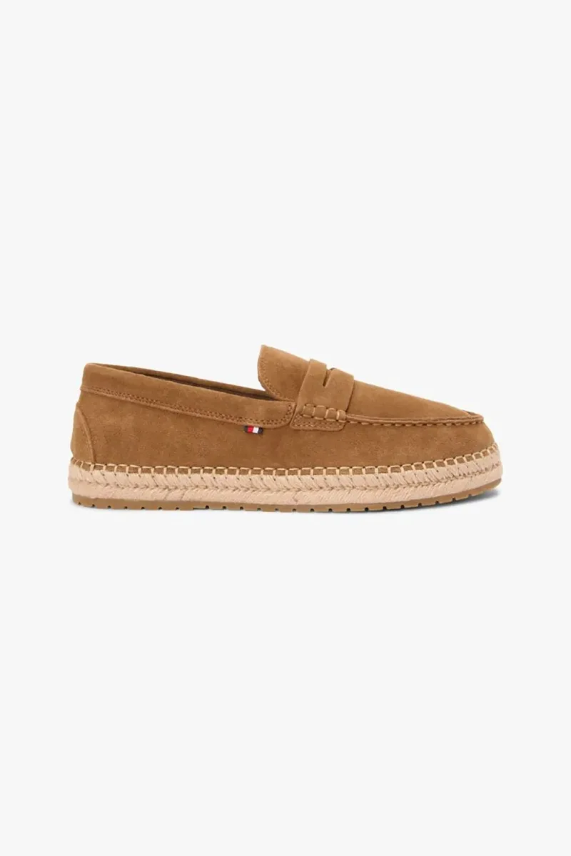 Tommy Jeans ανδρικά suede μοκασίνια μονόχρωμα - FM0FM05794 Καμηλό