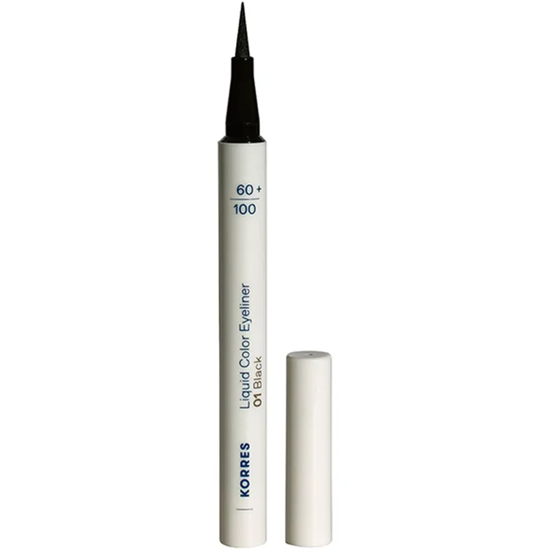 Korres Liquid Color Eyeliner Αδιάβροχο Liquid Eyeliner για Έντονο Χρώμα με Ένα Μόνο Πέρασμα 1ml - 01 Black