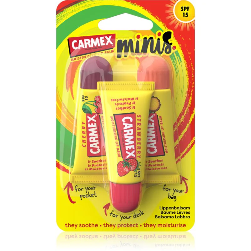 Carmex Minis σετ ταξιδιού για ξηρά χείλη SPF 15