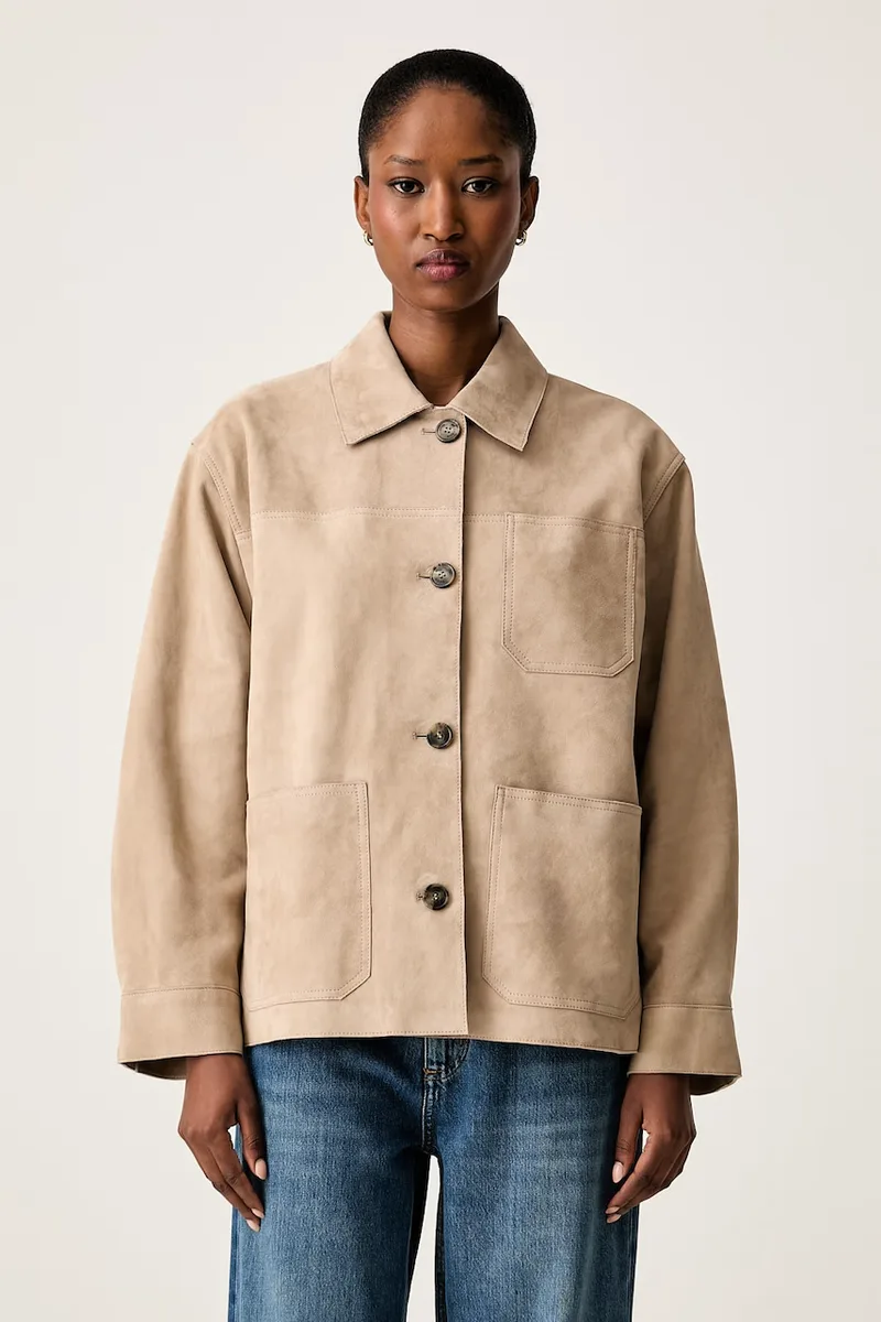 Weekend Max Mara μπουφάν γυναικείο δέρμα σουέτ WKDGHIERA