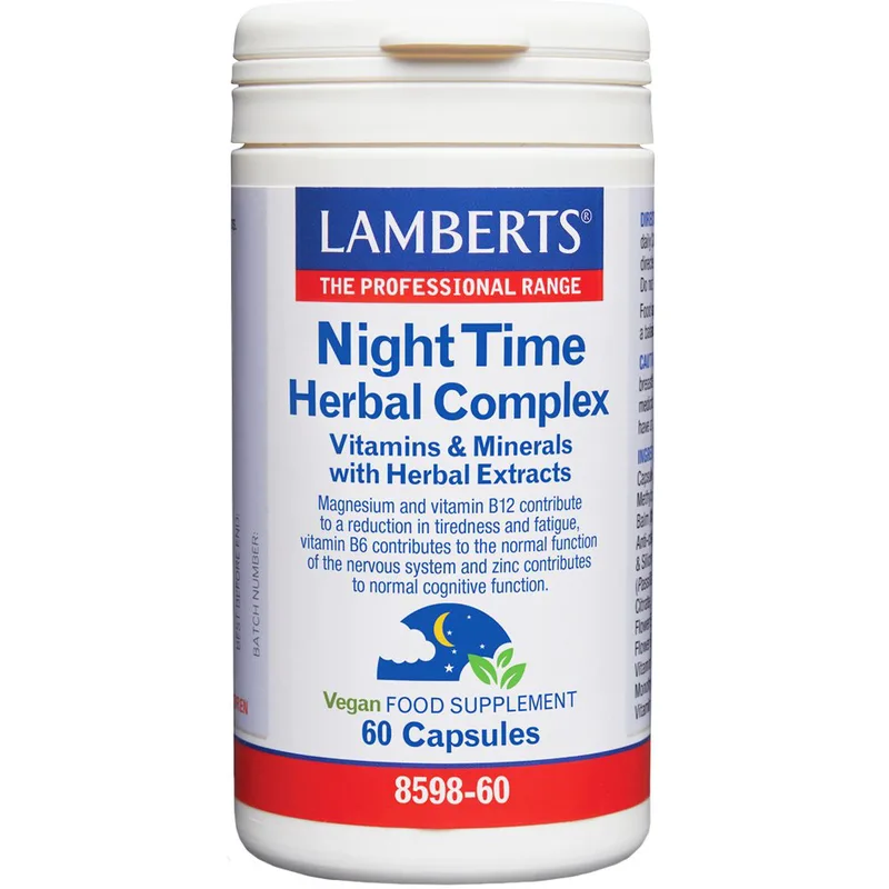Lamberts Night Time Herbal Complex Συμπλήρωμα Διατροφής Εκχυλίσματος Βοτάνων, Μετάλλων & Ιχνοστοιχείων για Ευκολότερο & Ποιοτικότερο Ύπνο 60caps