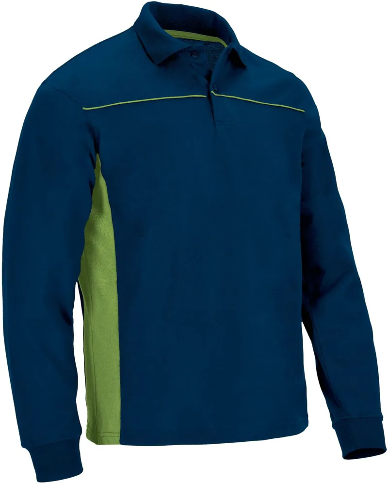 Μακρυμάνικο Polo Shirt THUNDER Valento POVATHLMM Orion Navy Blue-Apple Green