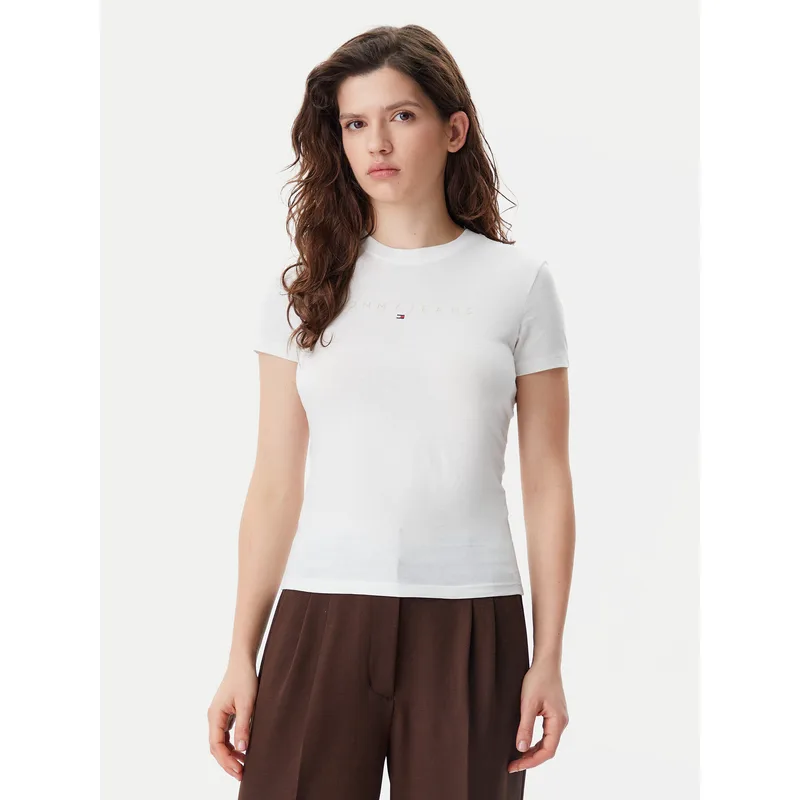 Tommy Jeans T-Shirt Tonal Linear DW0DW20315 Εκρού Slim Fit