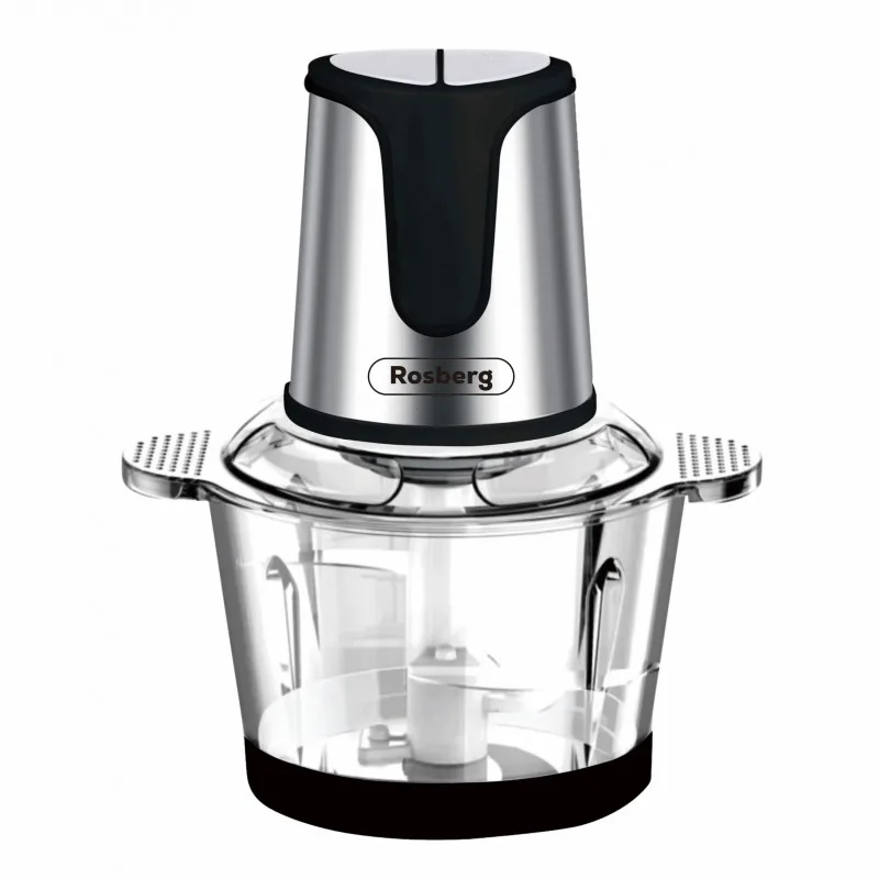 Πολυκόπτης Rosberg R51111D, 400W, 2 λίτρα, Γυάλινο δοχείο, 2 ταχύτητες, Inox/Μαύρο