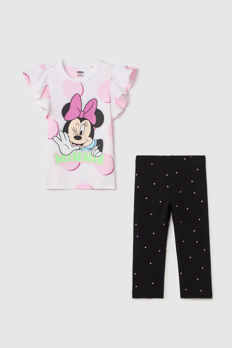 OVS παιδικό σετ μπλούζα με minnie mouse print και κολάν με πουά σχέδιο - 002264827 Μαύρο