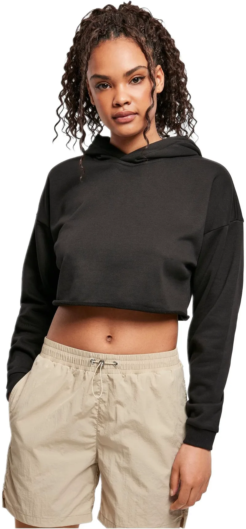 Ladies Oversized Cropped Hoody Urban Classics TB4356-00007 black