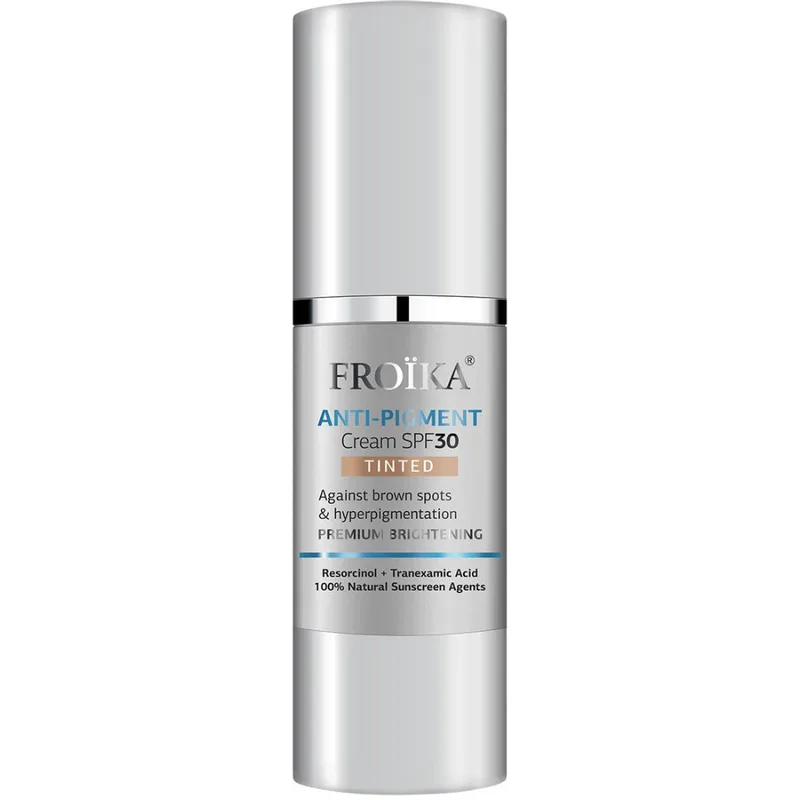 Froika Anti Pigment Tinted Cream Spf30 Λευκαντική & Φωτοπροστατευτική Κρέμα Προσώπου με Χρώμα για Υψηλή Κάλυψη & Μεταξένια Υφή Κατά των Καφέ Κηλίδων & της Υπερμελάγχρωσης Υψηλής Προστασίας 30ml