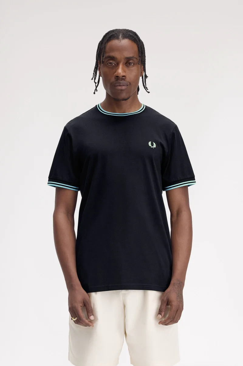 Fred Perry Ανδρική Μπλούζα Τ-Shirt Twin Tipped M1588-Y60 Μπλε