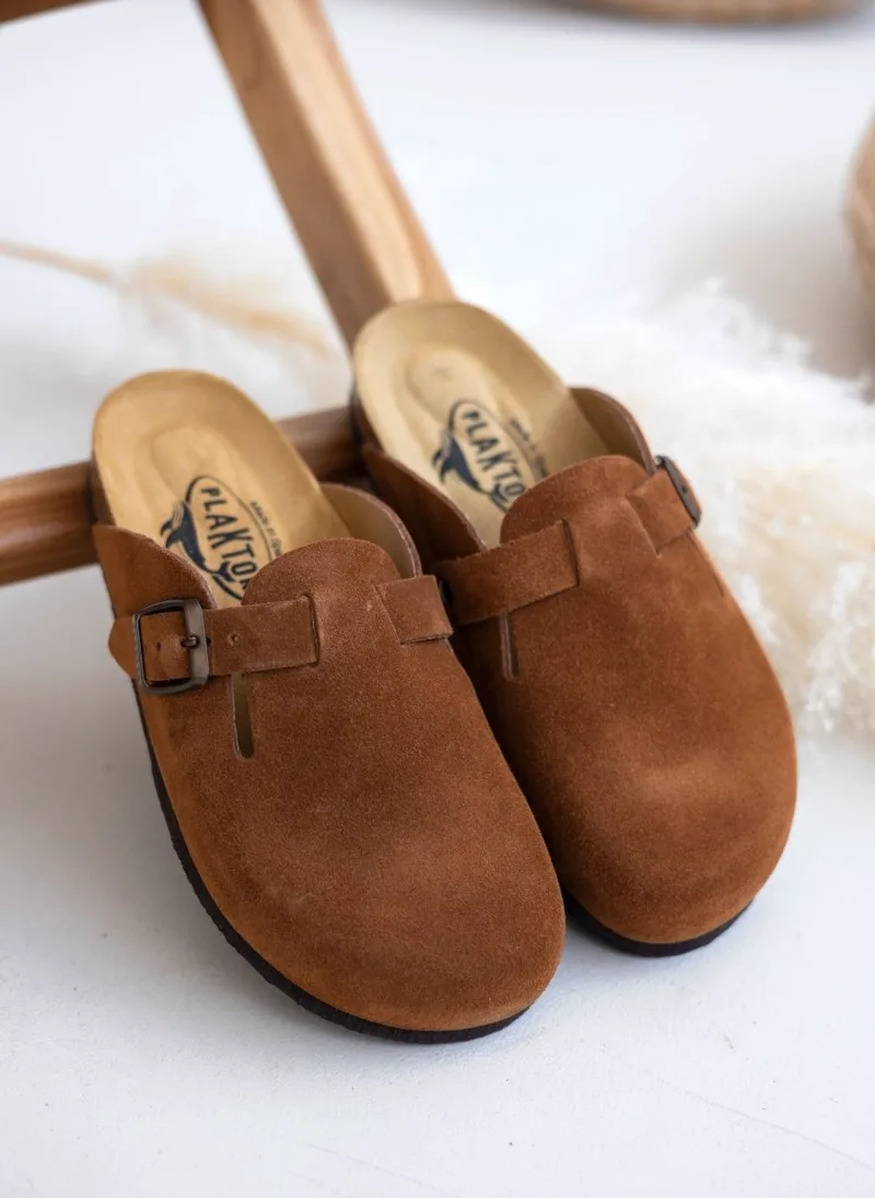 Plakton Suede Anatomical Clogs - 181539 - Tan
