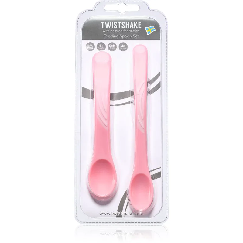 Twistshake Feeding Spoon Set κουταλάκι 4+m Pastel Ροζ 2 τμχ