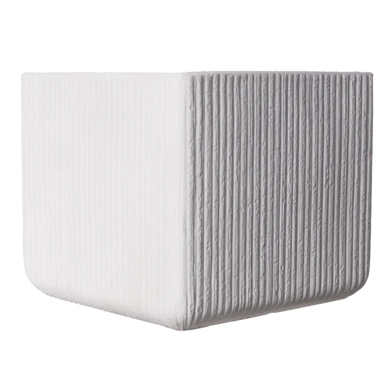 Supergreens Γλάστρα Πήλινη Τετράγωνη "Stripe" Λευκή XXL 55x55x47 εκ.