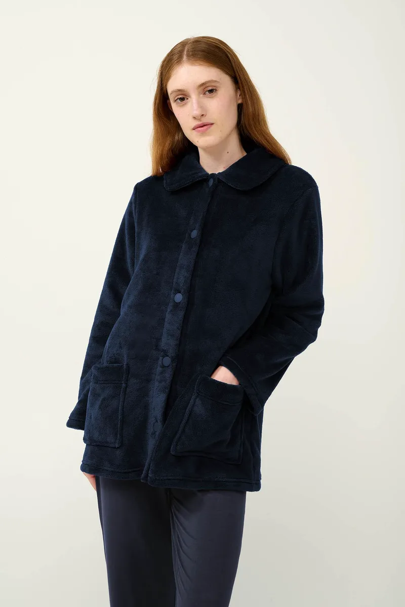 Vamp Γυναικεία Κουμπωτή Fleece Ρόμπα