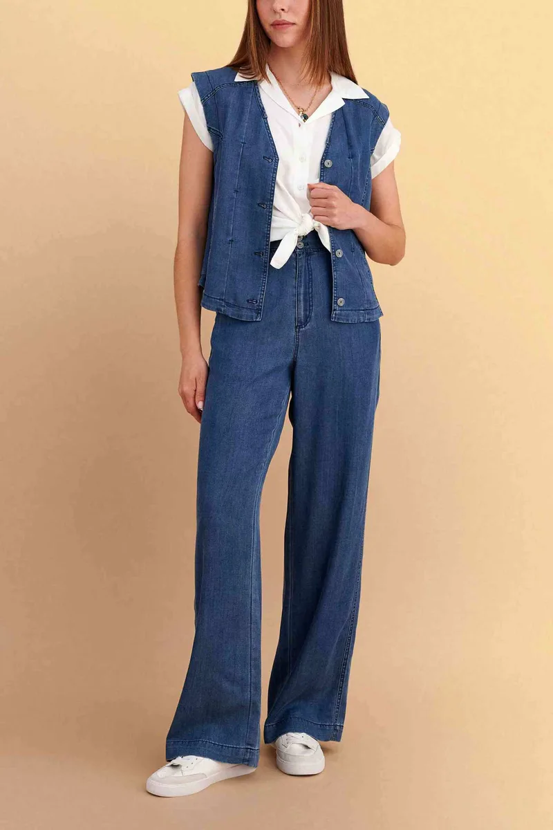 Attrativo γυναικείο τζιν παντελόνι Straight Fit - 9923101 Μπλε Σκούρο
