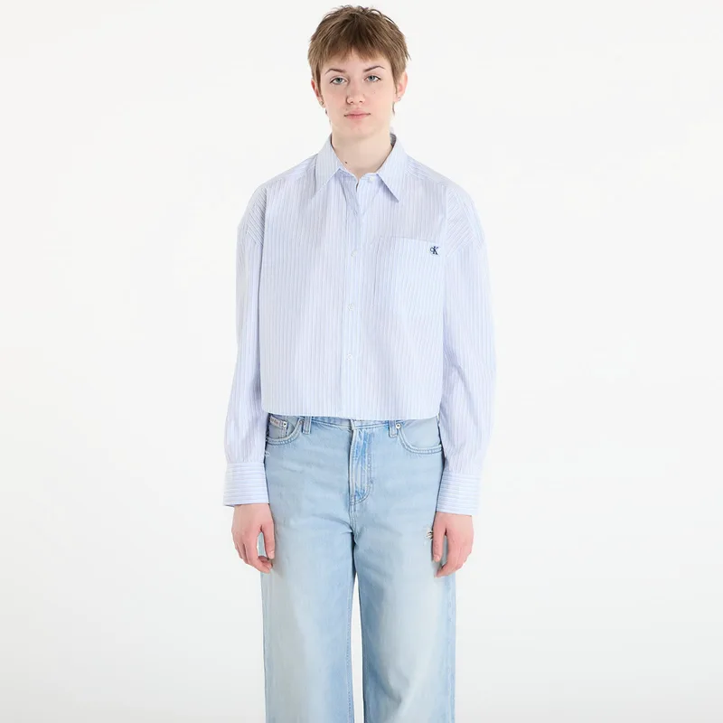Πουκάμισο Calvin Klein Jeans Yarndye Cotton Poplin Shirt Blue M