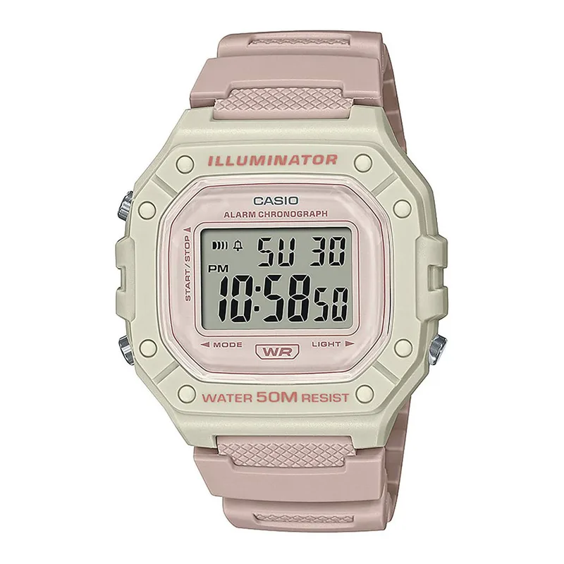 CASIO Collection Chronograph Ροζ Rubber Strap W-218HC-4A2VEF