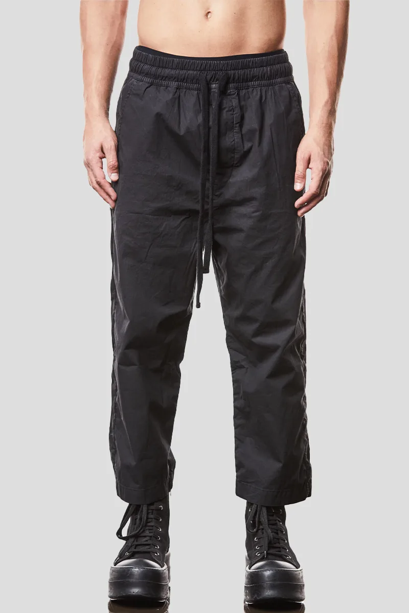 THOM KROM Ανδρικό Μαύρο Woven Cropped Leg Trousers
