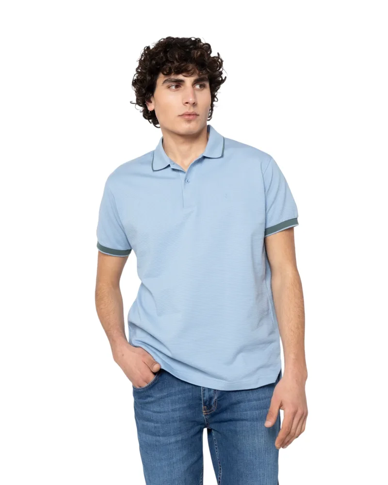 The Bostonians Ανδρική Μπλούζα Polo Pique Waffle 3PS1301|B505LB Σιέλ