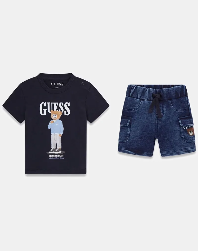 GUESS SET SS T-SHIRT+KNIT DENIM PANT ΣΕΤ ΠΑΙΔΙΚΟ BOY I6GG04K8HM4-G7V2 DarkBlue