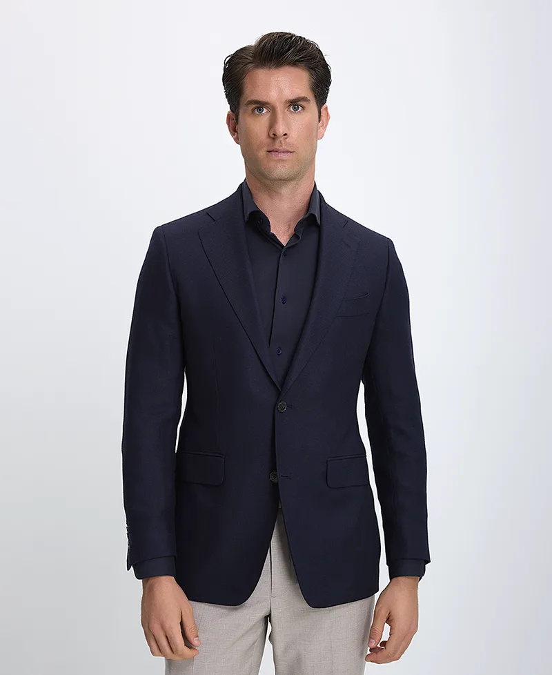 HD x Vardas Ανδρικό Σακάκι Slim Fit Μετάξι & Μαλλί Σκούρο Μπλε