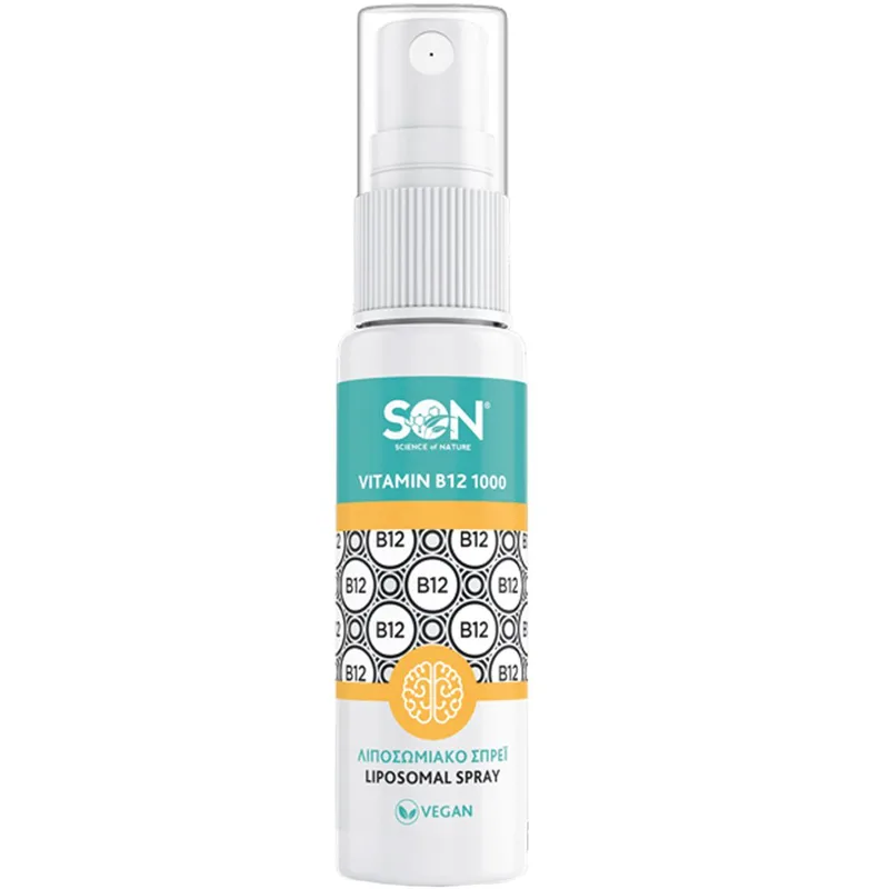 Son Vitamin B12 1000mg Liposomal Spray Συμπλήρωμα Διατροφής Βιταμίνης Β12 Λιποσωμικής Μορφής για την Καλή Λειτουργία του Νευρικού Συστήματος & Ενίσχυση της Ψυχολογικής Λειτουργίας σε Μορφή Spray με Γεύση Φράουλα Μπανάνα 30ml