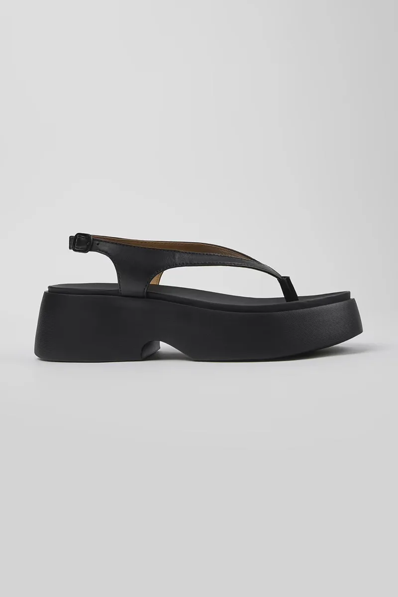 Camper γυναικεία δερμάτινα flatforms μονόχρωμα με χοντρή σόλα "Tasha" - K201859-001 Μαύρο