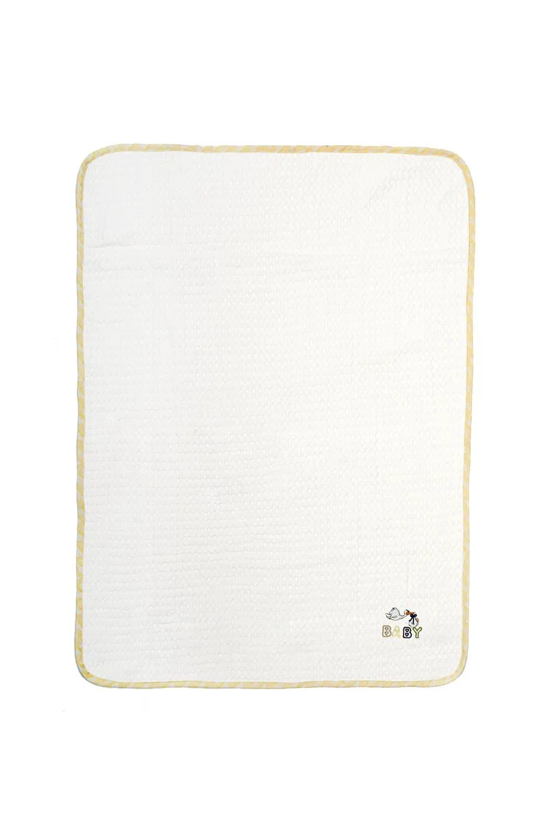 Κουβέρτα Πικέ Κούνιας 100x160εκ. Με Κέντημα Stork 193 White-Yellow DimCol (Ύφασμα: Βαμβάκι 100%, Χρώμα: Λευκό, Μέγεθος: Λίκνου) - DimCol - 31142620023