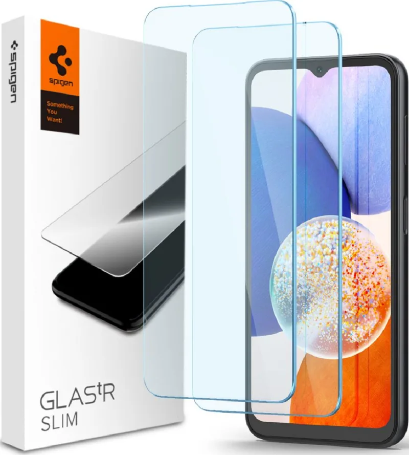 Spigen GLAS.tR Slim Premium Tempered Glass - Αντιχαρακτικό Γυαλί Οθόνης Samsung Galaxy A14 - Clear - 2 Τεμάχια (AGL05971)