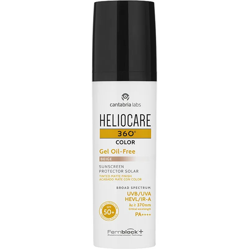 Heliocare 360 Oil Free Spf50+ Color Μπεζ Tinted Matte Finish Sunscreen Gel Αντηλιακό Προσώπου Πολύ Υψηλής Προστασίας με Χρώμα & Ματ Φινίρισμα 50ml