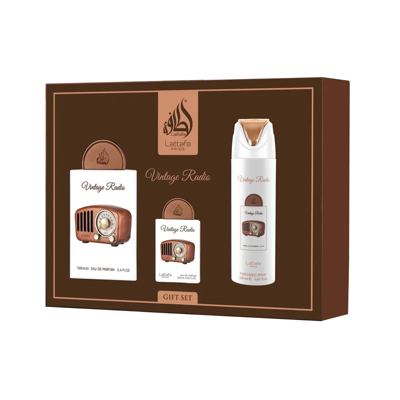 Lattafa Pride Vintage Radio EDP 100 ml + EDP 20 ml + Bodyspray 200 ml (unisex) 1 pcs
