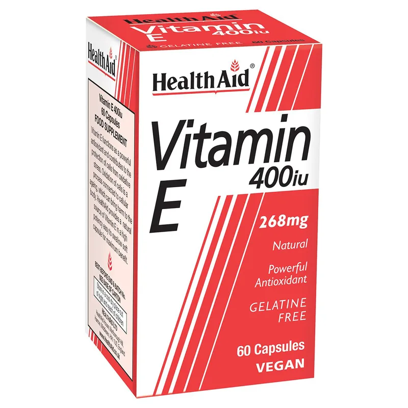 Health Aid Vitamin E 400iu Συμπλήρωμα Διατροφής με Βιταμίνη Ε την Καλή Υγεία του Δέρματος & της Καρδιάς με Αντιοξειδωτικές Ιδιότητες 60caps
