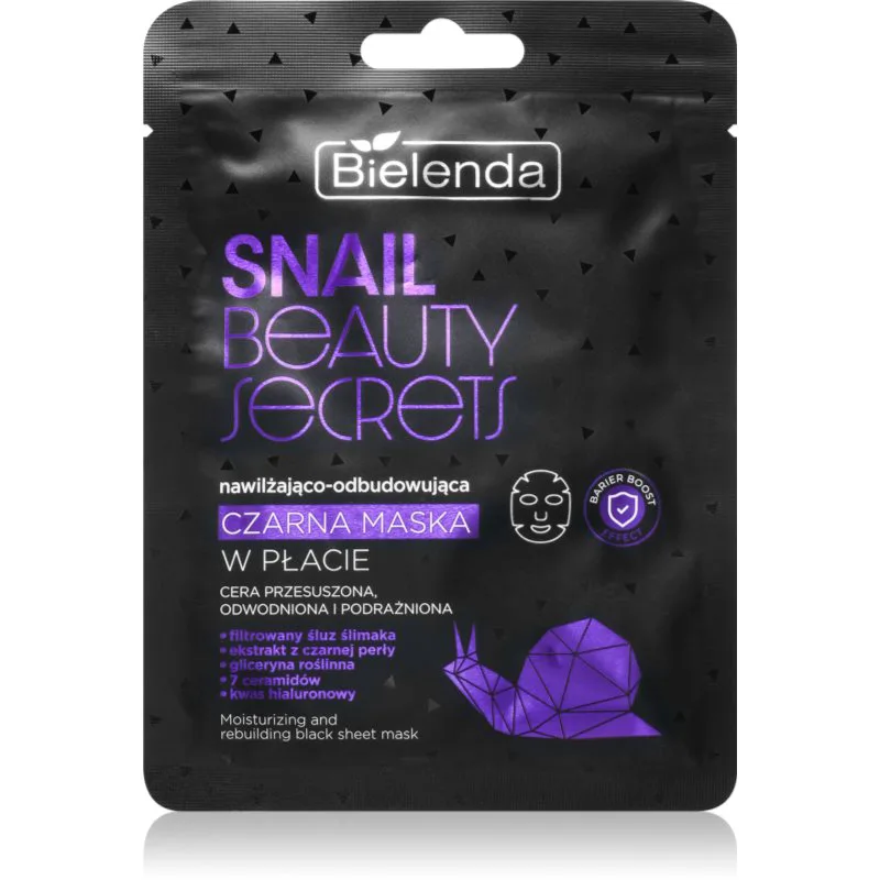 Bielenda Snail Beauty Secrets υφασμάτινη μάσκα ενυδάτωσης για ξηρή και ερεθισμένη επιδερμίδα 1 τμχ