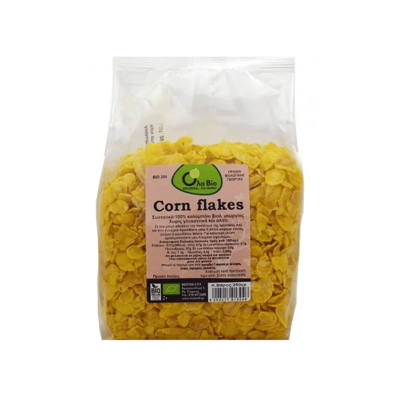 Βιολογικές Cereal Νιφάδες Καλαμπόκιου - Όλα Bio - 250gr Ola Bio Ελλάδα No Sugar Added Lactose Free Vegan Organic Palm Oil Free