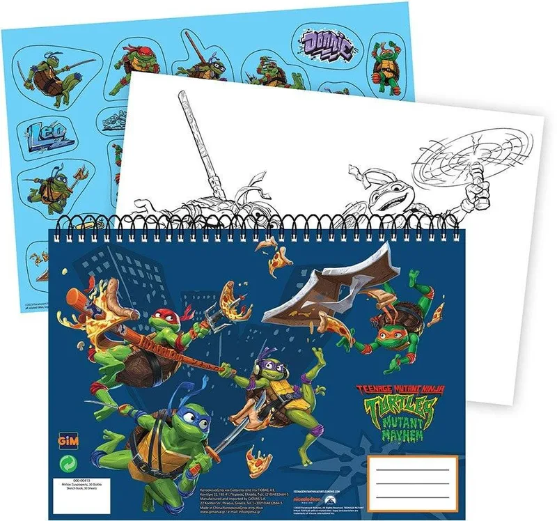 ΜΠΛΟΚ ΖΩΓΡΑΦΙΚΗΣ 23X33 ΜΕ STICKER NINJA TURTLES 2023