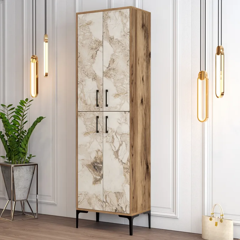 Παπουτσοθήκη Berlin A - Walnut, White Marble 845Hct4103 (60x200x35 cm)