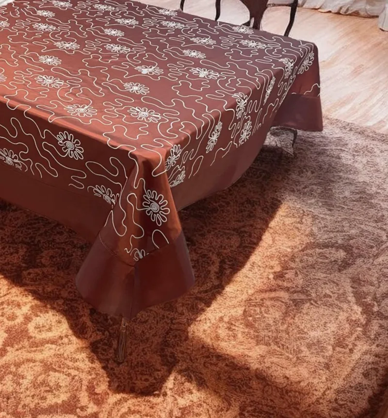 ΤΡΑΠΕΖΟΜΑΝΤΗΛΟ ΣΑΤΙΝΕ ΖΑΚΑΡ ΜΕ ΦΑΣΑ PUZZLE 180X220 LINEAHOME
