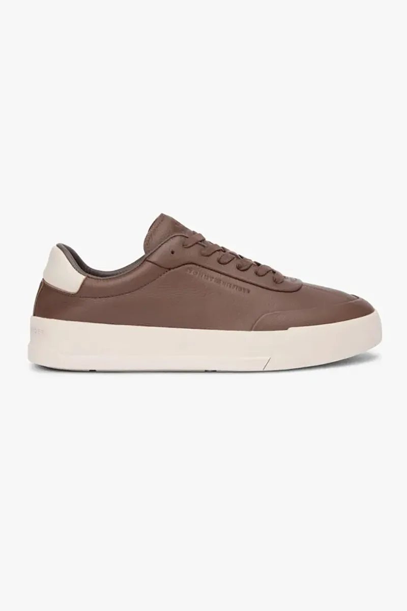 Tommy Jeans ανδρικά δερμάτινα sneakers με λογότυπο - FM0FM05718 Καφέ
