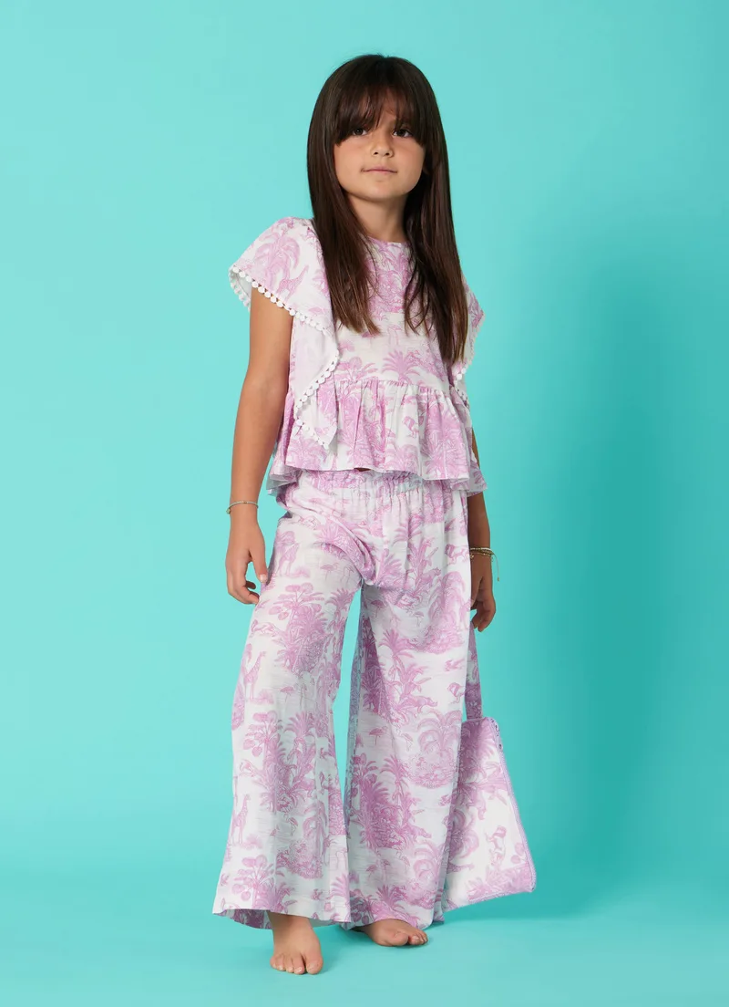 GIRL'S SET TOP PANTS JUNGLE LILLAC